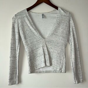 Gray American Apparel V-Neck‎ Women's Top